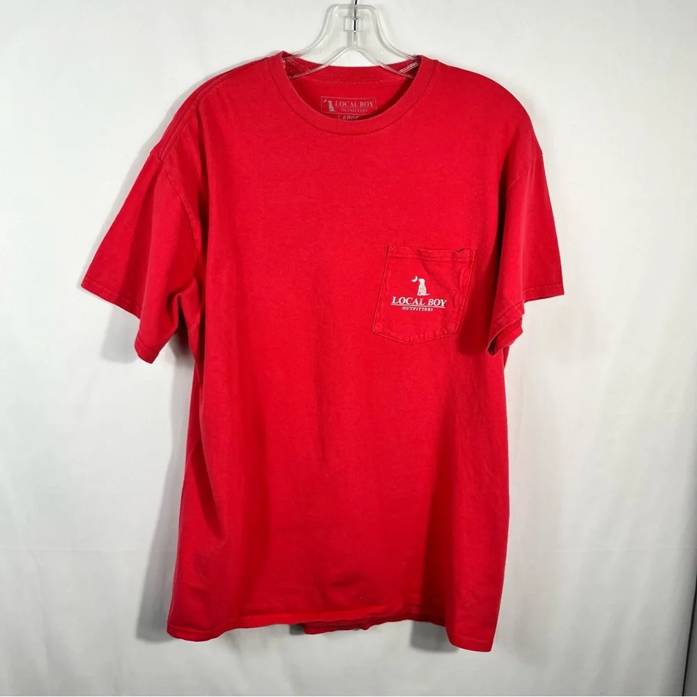 Local Boy Outfitters Red Swordfish Logo Short Sleeve Crewneck Pocket T-Shirt L - Picture 4 of 5